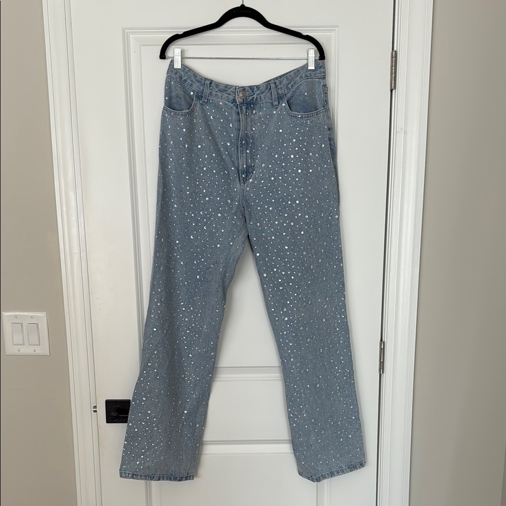 Show Me Your MuMu Rhinestone Denim Jeans